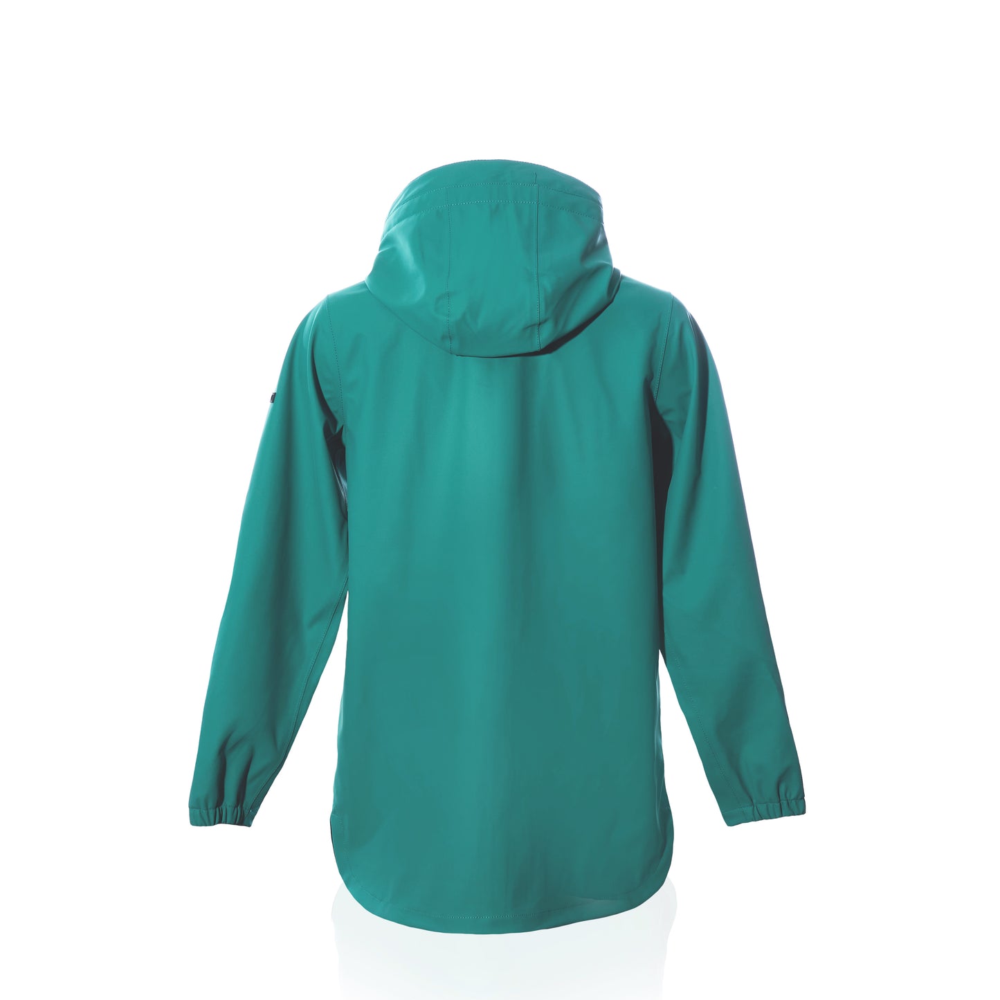 Harborside Waterproof Raincoat - Teal by Batela USA Inc shown from the back on a white background, featuring a unisex long-sleeve hooded design with a waterproof shell for reliable protection. by Sea Bags