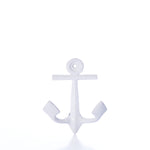A White Anchor Wall Hook by Batela USA Inc is centered on a plain white background, featuring minimal shadows and clean lines—an ideal accent for coastal decor. by Sea Bags
