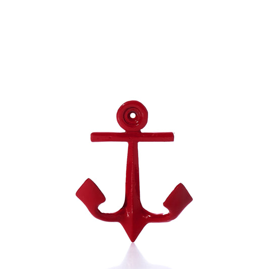 The Red Anchor Wall Hook by Batela USA Inc is centered against a plain white background, making it a perfect piece for coastal décor or as an entryway organizer. by Sea Bags