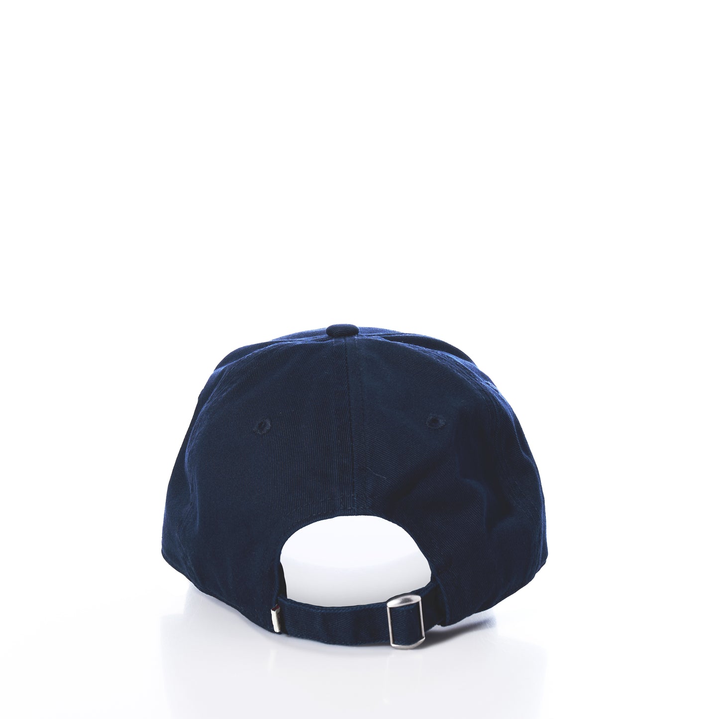 The Anchor Baseball Hat - Navy by true is displayed from the back, featuring a metal buckle and adjustable strap for a customizable fit, all set against a white background—perfect for sun protection.