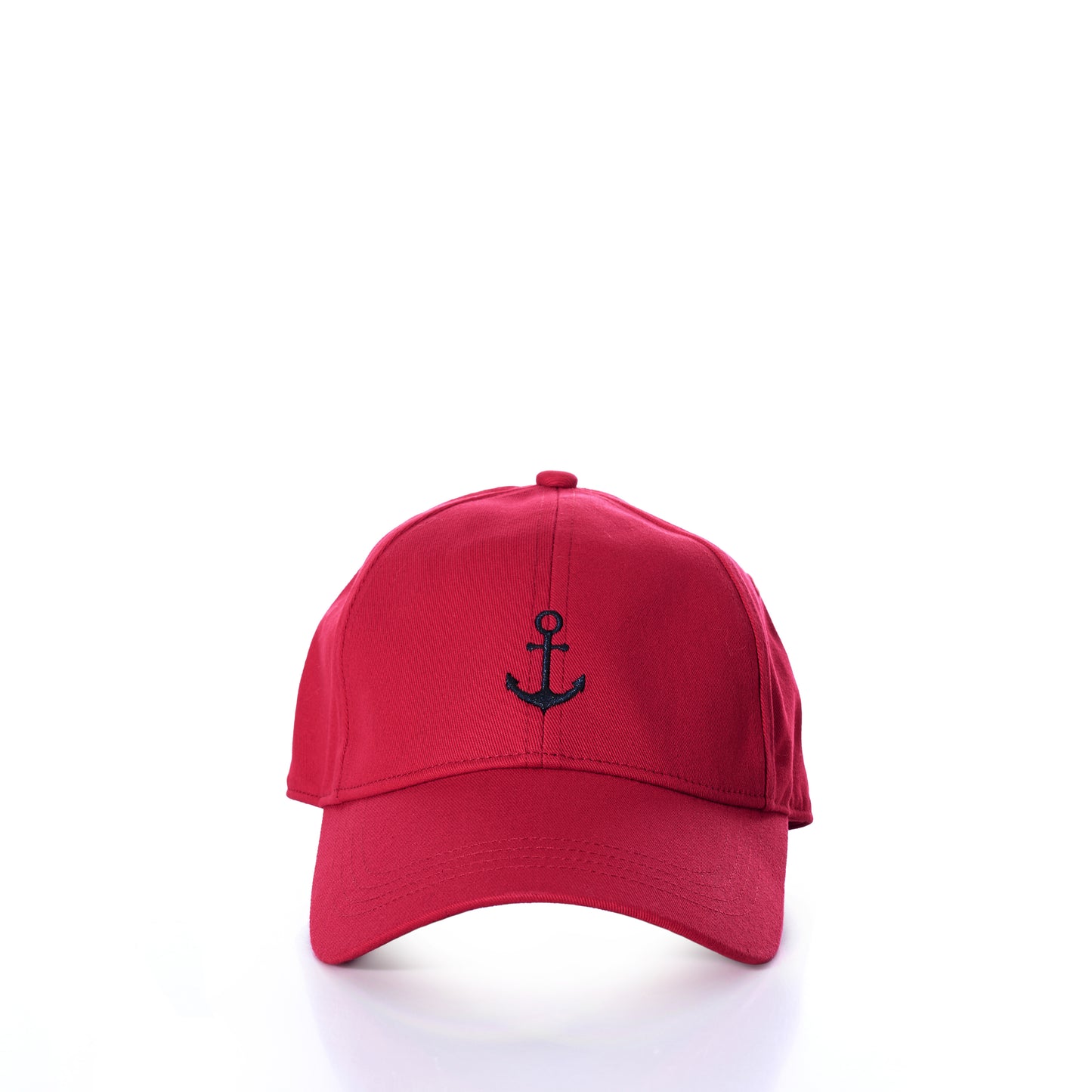 The Anchor Baseball Hat - Red by Batela USA Inc showcases an embroidered anchor emblem on the front, making it ideal for nautical outings, and is presented against a white background. by Sea Bags