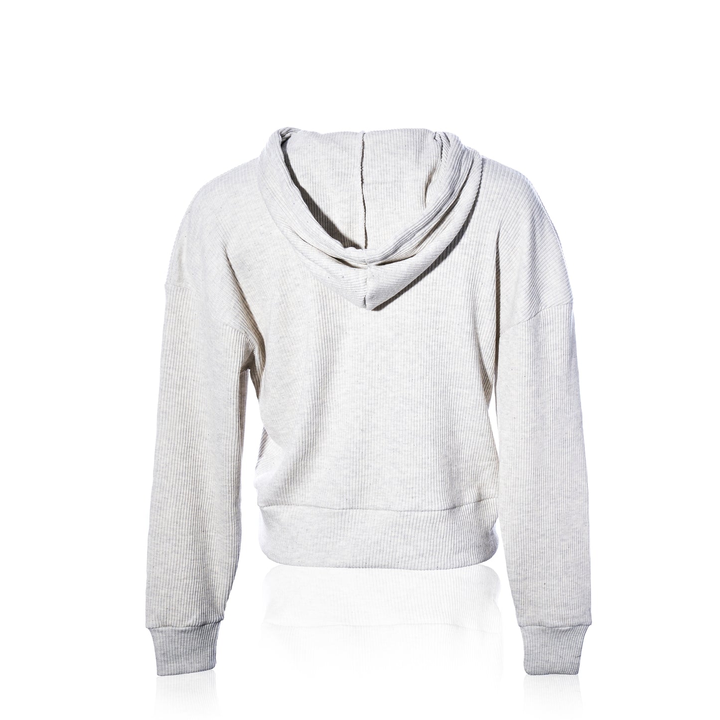 The Soft As A Grape Ribbed Hoodie Pullover - Oatmeal Anchor is shown from the back against a white background. This hoodie features long sleeves, a ribbed texture, and a relaxed fit for effortless coastal style. by Sea Bags