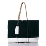 Vintage Green and White Large Tote