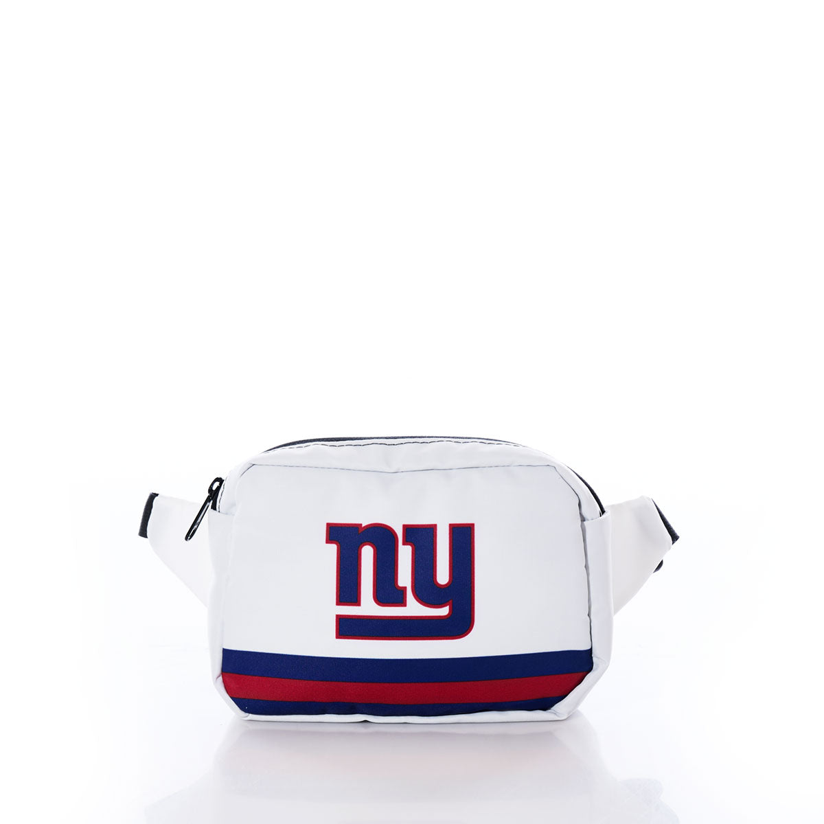 The Sea Bags New York Giants Belt Bag features a zippered pocket and displays the teams logo in bold blue and red, accented with a blue and red stripe at the bottom. Combining sporty flair with everyday convenience, this stylish belt bag is perfect for Giants fans. by Sea Bags