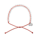 Introducing the 4ocean Beaded Bracelet - Coral Reef by 4ocean: Featuring clear round beads, a red adjustable string, and a small round silver charm, this plastic-free bracelet symbolizes your dedication to protecting a clean ocean. by Sea Bags